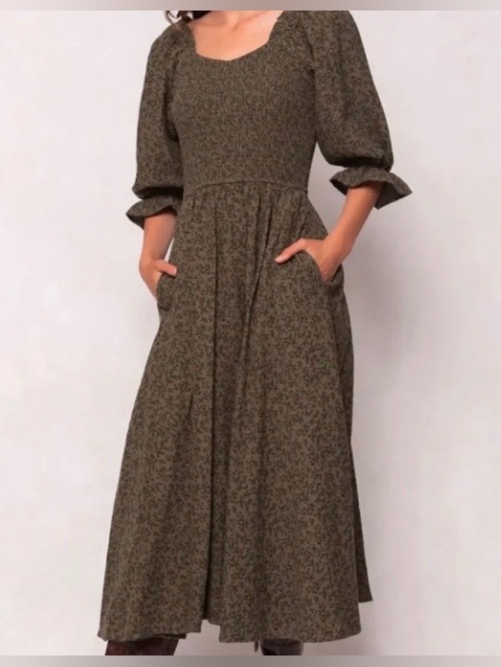 Ivy City Teagan Woodland Green floral dress